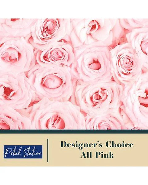 Notebook cover with pink rose pattern and 'Petal Station' branding