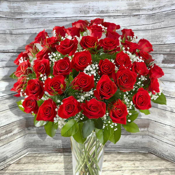 Long Stem Red Roses Vase (Your Size)